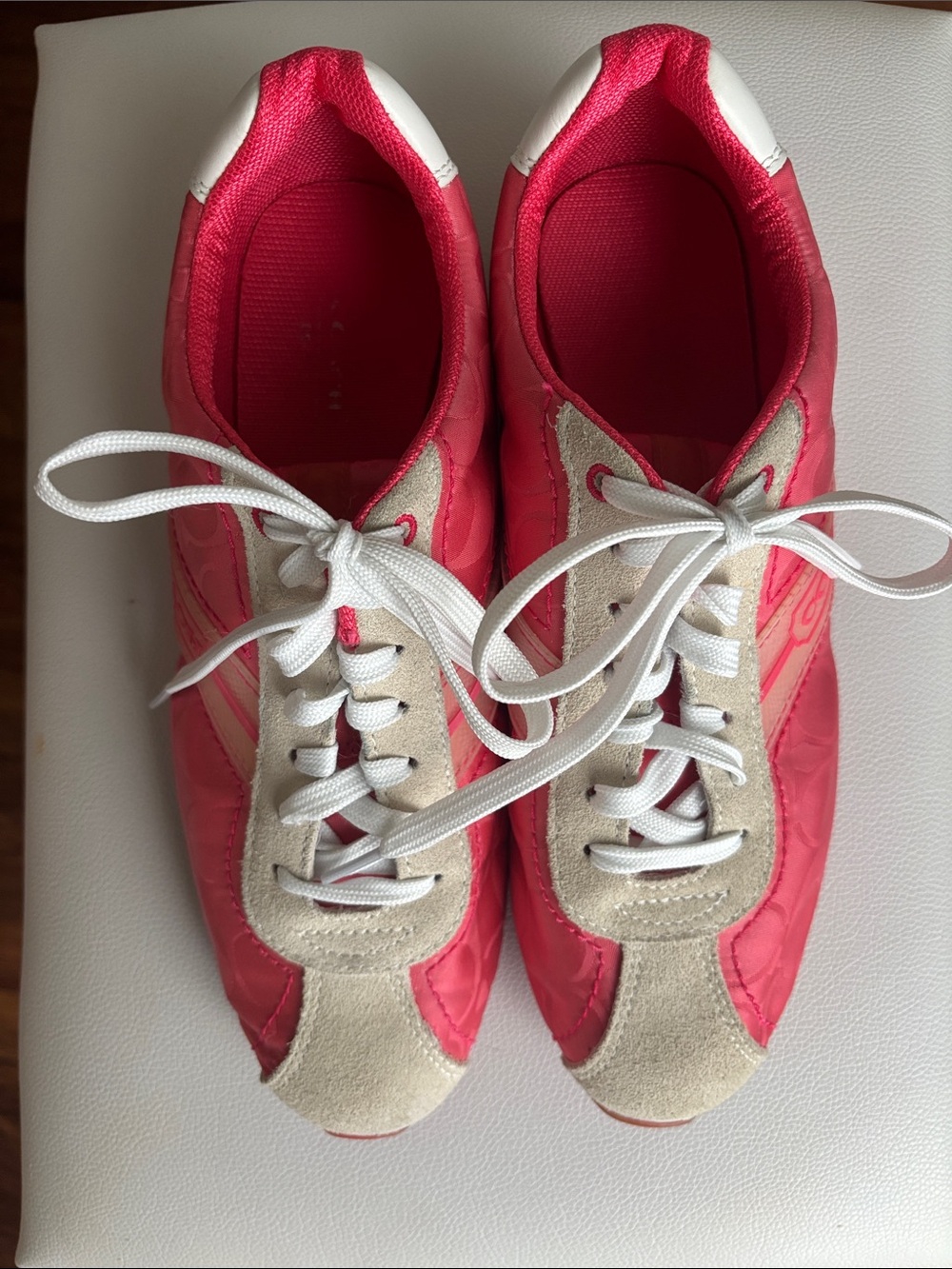 Coach Pink and Beige Lace-Up Women's Sneakers